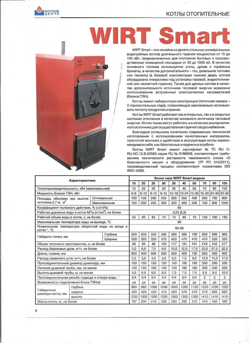 котел длительного горения WIRT Smart  20 кВт (до 200 м2.) 6